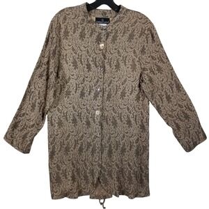 Carole Little Women Bronze Jacquard Paisley Longline Jacket Tunic Size 4 694371F